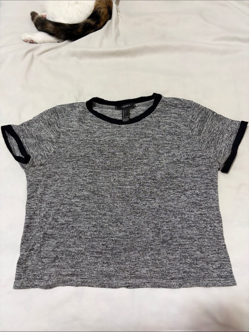 Forever 21 Heathered Gray Ringer Tee with Black Trim